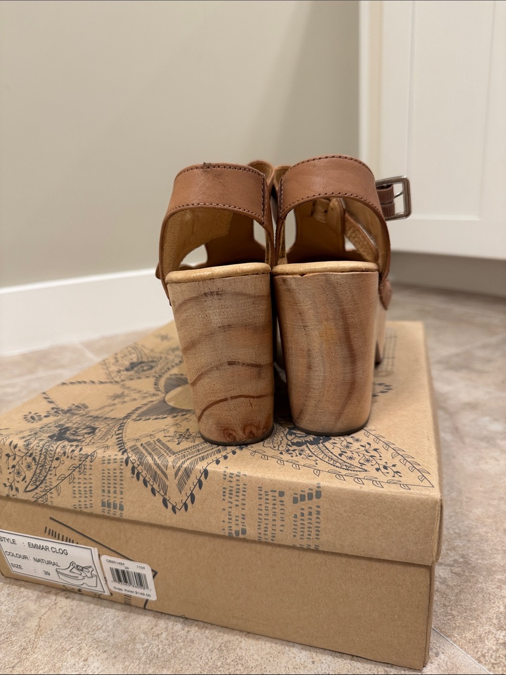Free People Leather Platform Clog Sandals - Tan - Picture 2 of 5